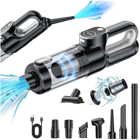 TEIPUERY Car Vacuum Cleaner, 19000PA 2 in 1 Handheld Vacuum Portable Cordless,130W High Power Air Duster for Car, Home, Office, Pet