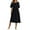 Black, variant on Women's Summer Casual Solid Color Loose Cotton Linen Long Dress Crew Neck Short Sleeve Flowy Pleated Waist Mid Length Dress