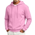 thumbnail image 2 of Resicozy Hoodies for Men Long Sleeve Solid Color Hooded Sweatshirts Casual Fall Spring Track Jackets with Pocket Pink 3XL, 2 of 6