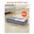 thumbnail image 3 of KFFKFF Under Bed Storage with Transparent Lids, 39.2 x 19.7 x 7.1 Inch, 90L Large Capacity Containers, Slim Underbed Drawer and Organizer for Shoes, Blankets, and Bedroom Essentials, Set of 4, 3 of 9