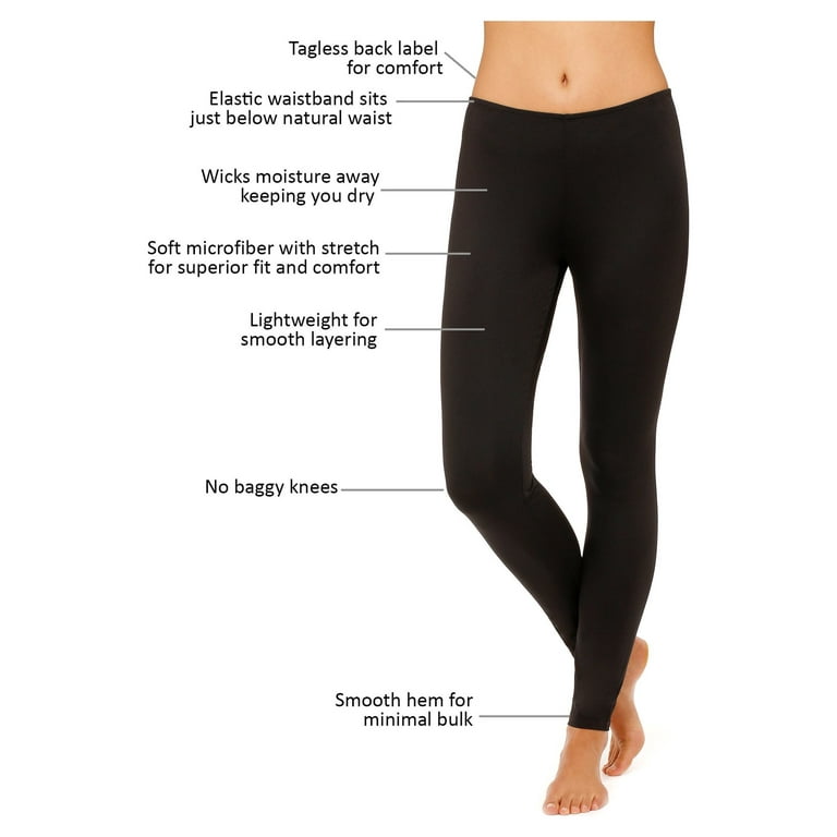 ClimateRight by Cuddl Duds Women's and Women's Plus Stretch Microfiber Base  Layer Legging 