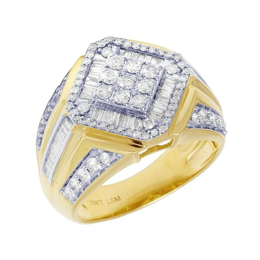 Jewelry Unlimited - Mens Yellow Gold Diamond Shape Real Diamond ...