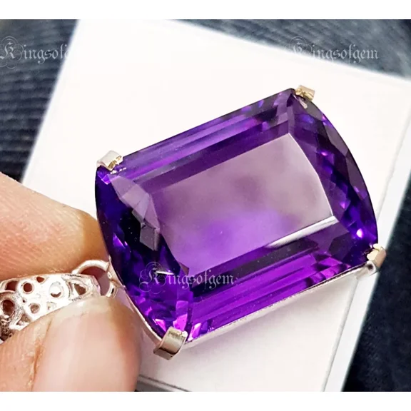 65 Carat Beautiful Purple Amethyst Fancy 925 Solid Silver Pendant Gemstone