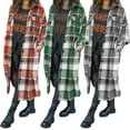 thumbnail image 4 of Powerdelux Women's Casual Lapel Plaid Tartan Jackets Button Down Trench Shacket Coats, 4 of 6