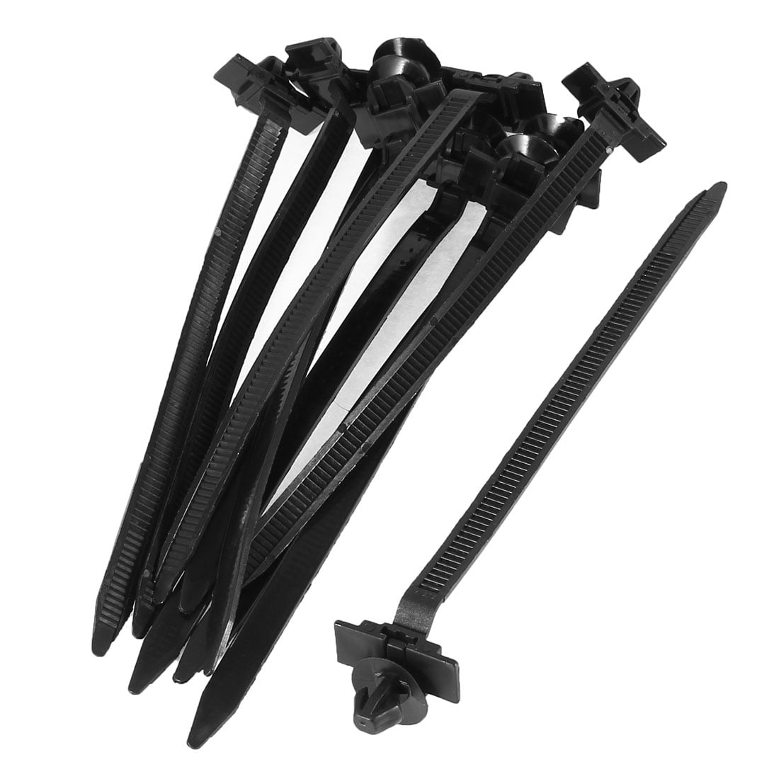 Unique Bargains 10 Pcs 7mm Width Black Nylon Toothed Auto Push Electric