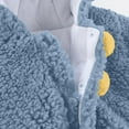 thumbnail image 3 of Baby Boy Girl Button Fleece Hooded Jumpsuit Cute Cartoon Animal Fuzzy Sherpa Long Sleeve Warm Romper Footies Winter Outfit Blue 9-12 Months, 3 of 6