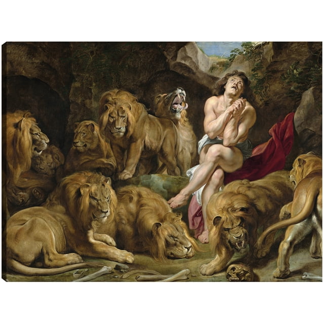Cuadro Decorativo - Daniel en el foso de los leones (c. 1614-1616) Jr Impresión en canvas, estrechado.