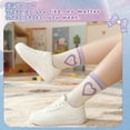 thumbnail image 6 of Bocaoying 5 Pairs Girls Crew Athletic Socks, Funny Kids Cotton Socks, Retro Stripes Hearts Mid-Calf Socks, Breathable Soft Socks for Outdoor Sports (Suitable for Girls Aged 9-12), 6 of 7