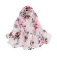 thumbnail image 2 of kurtrusly Soft And Comfortable Silk Scarf For Women Stylish Floral Print Convenient And Practical Lightweight white pink 1Set, 2 of 6