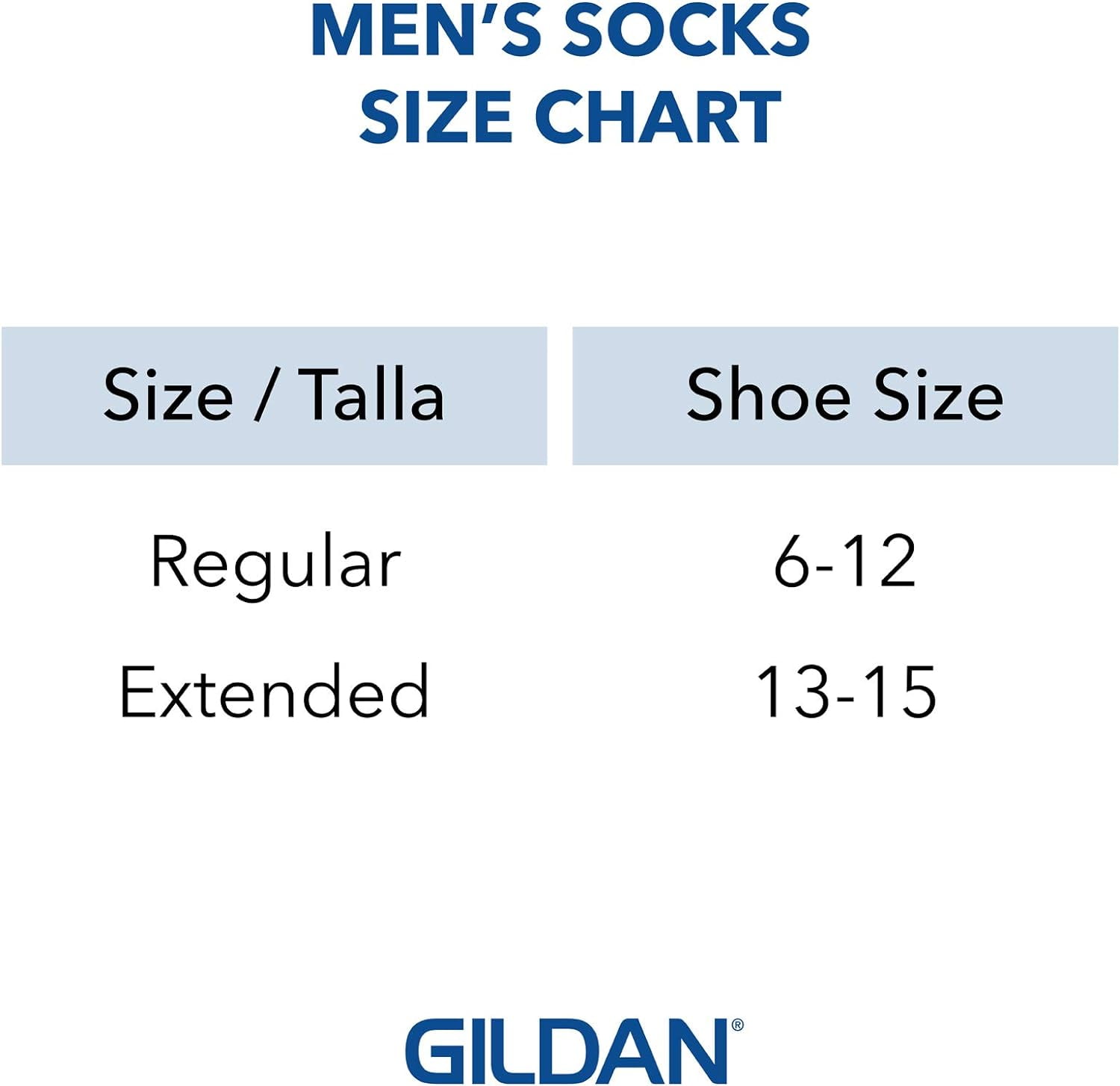 Gildan Men's Half Cushion Terry Foot Bed Mid-Crew Socks 12-Pack