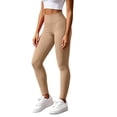 thumbnail image 2 of MXUIKV Leggings Pants for Women Tight Fitted Elastic High Waist Workout Yoga Trousers Solid Color(Medium,Khaki), 2 of 7