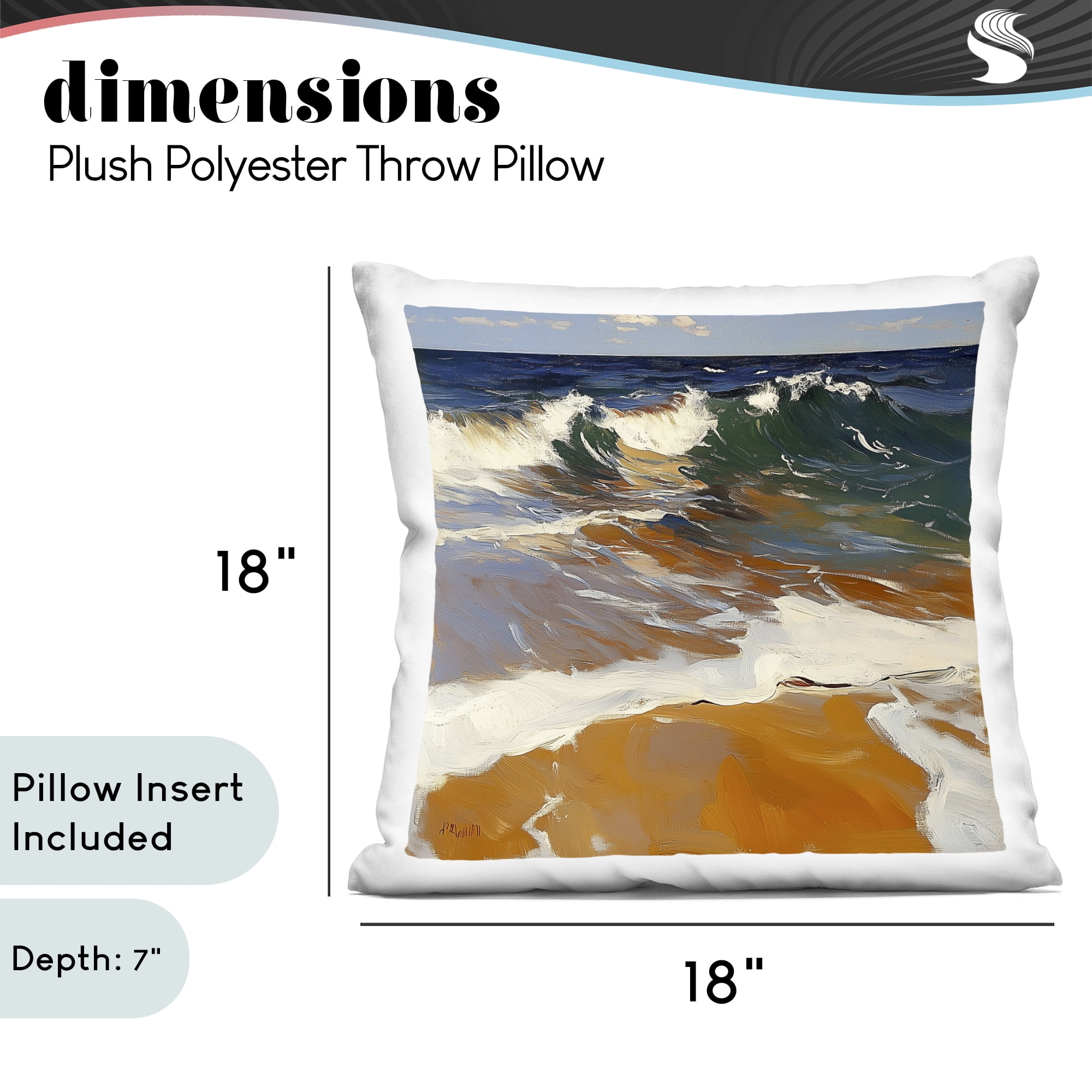 Stupell Industries Glassy Wave Break Decorative Printed Throw Pillow, design by Walker Noble