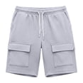 thumbnail image 7 of BiZtdJrK Men Solid Work Shorts Waffle Knit Drawstring Elastic Waisted Cargo Shorts Comfy Casual Summer Short Trousers with Multi Pockets Gray XL, 7 of 7