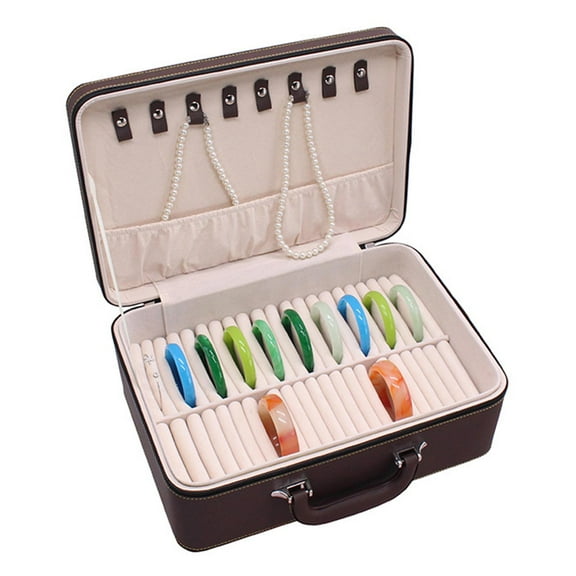 Jewelry Bangle Box, PU Leather Organizer Jade Bracelet Presentation Box Display Case Portable for Engagement Shows Birthday Coffee