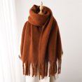 thumbnail image 3 of Bufanda de invierno para mujer, cachemira, cálida, sólida, pashmina, manta, envolturas para mujer, gruesa, suave, bufanda, chal con borlas grandes, poncho largo, echarpe, 3 of 5