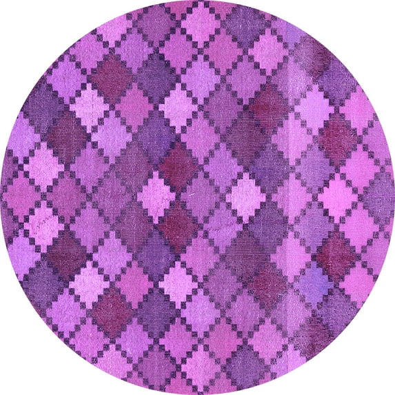 Ahgly Company Indoor Round Abstract Purple Contemporary Area Rugs, 7' Round