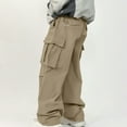 thumbnail image 6 of Taqqpue Men's Baggy Cargo Pants Casual Solid Color Long Pants Loose Fit Straight Wide Leg Hip Hop Pants with Pockets, 6 of 6