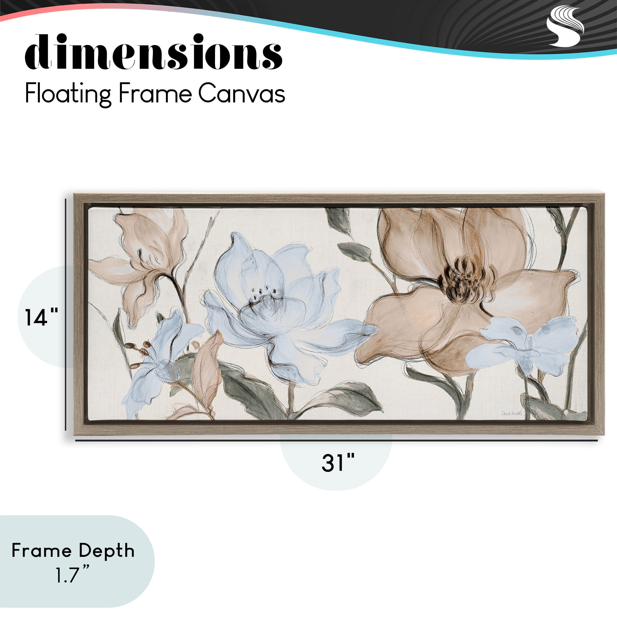 Stupell Industries Soft Whispering Florals Brown Framed Floater Canvas Wall Art, design by Lanie Loreth