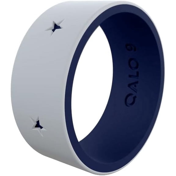 QALO Unisex White Folds of Honor Stars and Stripes Modern Ring – Durable Wedding Bands with Flexible Comfortable Fit – Skin-Friendly and Lightweight Design – Size 10