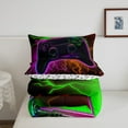 thumbnail image 4 of Ensemble de Literie Gaming - Ensemble de Literie Gamer pour Garçons, Design Éclair Coloré Rouge Vert Violet Décoration de Chambre Gamer pour Garçons, 4 of 5