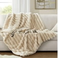 thumbnail image 4 of Hyde Lane Soft Fluffy Faux Fur Blanket - Cozy & Warm, Reversible Striped Plush Blanket for Couch, Sofa, Chair, for Women (Beige, 50"x60"), 4 of 7