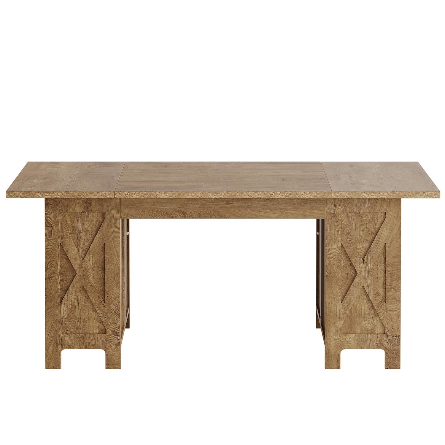 Demi Bonn 62" Large Rustic Wood Desk, Spacious Home Office Writing Station, Durable Workstation Table for Home & Office, Brown