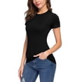 thumbnail image 5 of Urban CoCo Women's Slim Fitted Short Sleeve T-Shirt(Black, L), 5 of 6