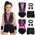 thumbnail image 2 of Aislor Girls Tank Unitards With Shorts Headband Gymnastics Leotard Athletic Ballet Dance Bodysuit Training Outfits Hot Pink 10, 2 of 7