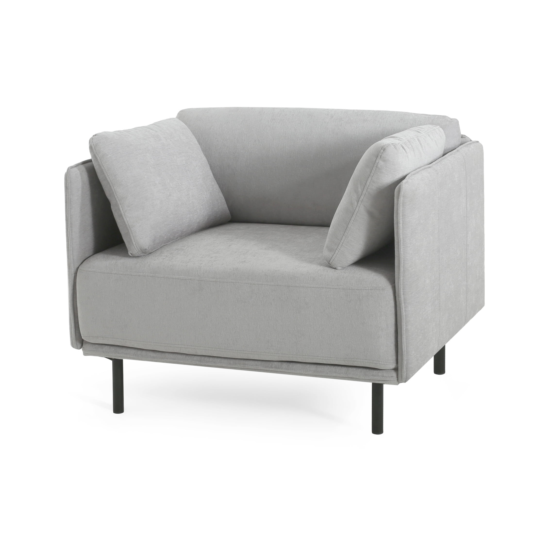 Noble House Cozy Seating Lounge Chair Vintage Chair with Steel Leg for Living Room, Light Grey