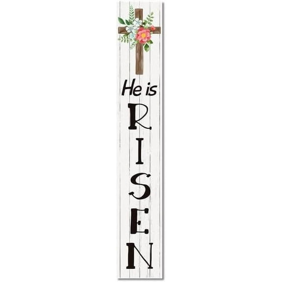 Rustic Farmhouse He Is Risen Wooden Vertical Porch Sign for Welcome Front Door Rustic Welcome sign for Front Porch For Front Door Porch Stand Decor Farmhouse Home Decor Wood Sign 6x16 Inch