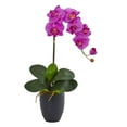 thumbnail image 5 of Nearly Natural Phalaenopsis Orchid Artificial Arrangement in Black Vase, 5 of 7