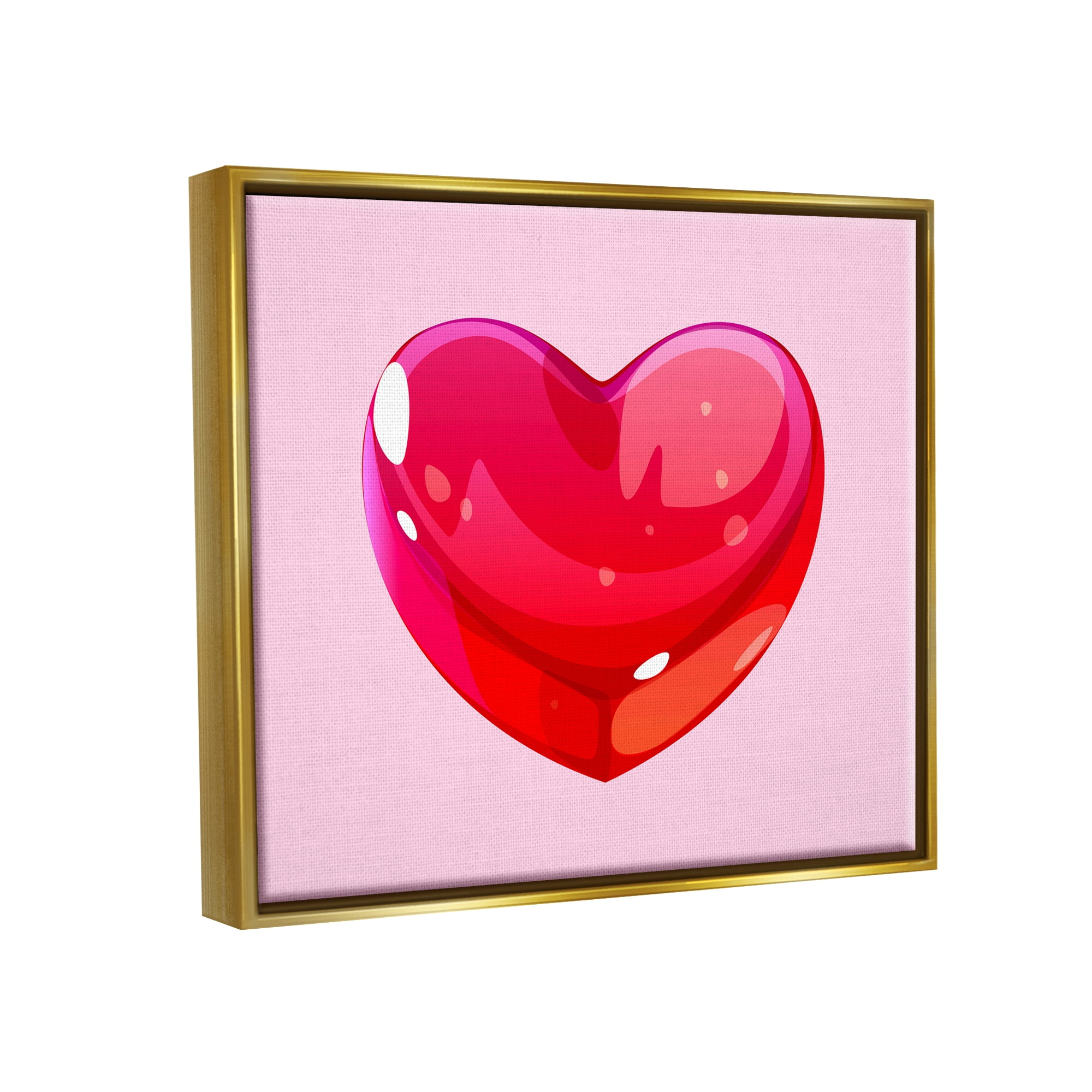 Stupell Industries Red Gummy Heart Food & Beverage Painting Gold Floater Framed Canvas Art Print Wall Art, 21 x 17