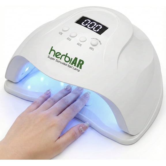 Herbiar 120W UV/LED Nail Lamp Gel Dryer - Professional Salon Curing Light Auto Sensor 4 Timer Modes