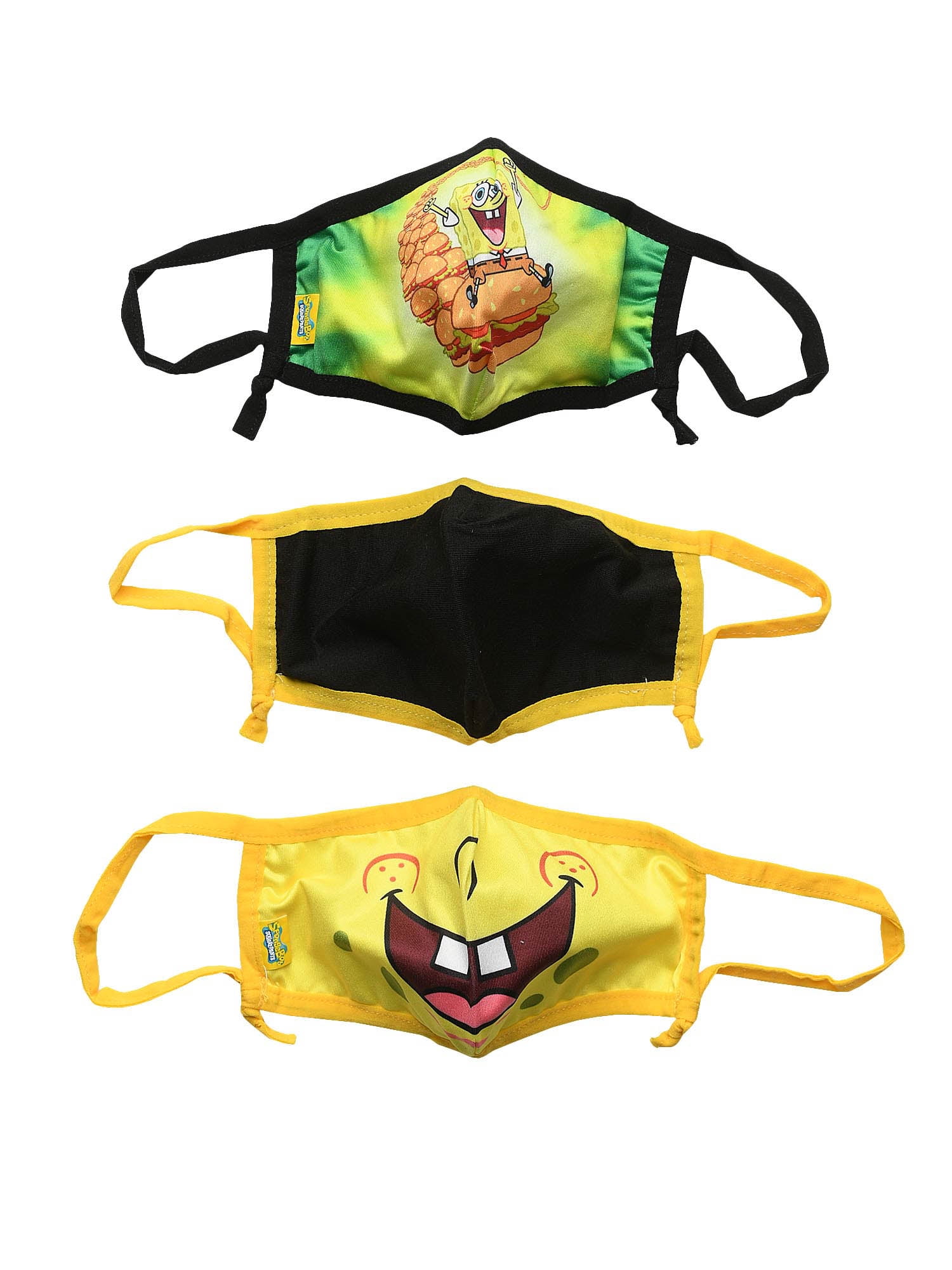 Kids Spongebob Squarepants Reusable Face Masks 3 Pack Smiles & Krabby  Patties 