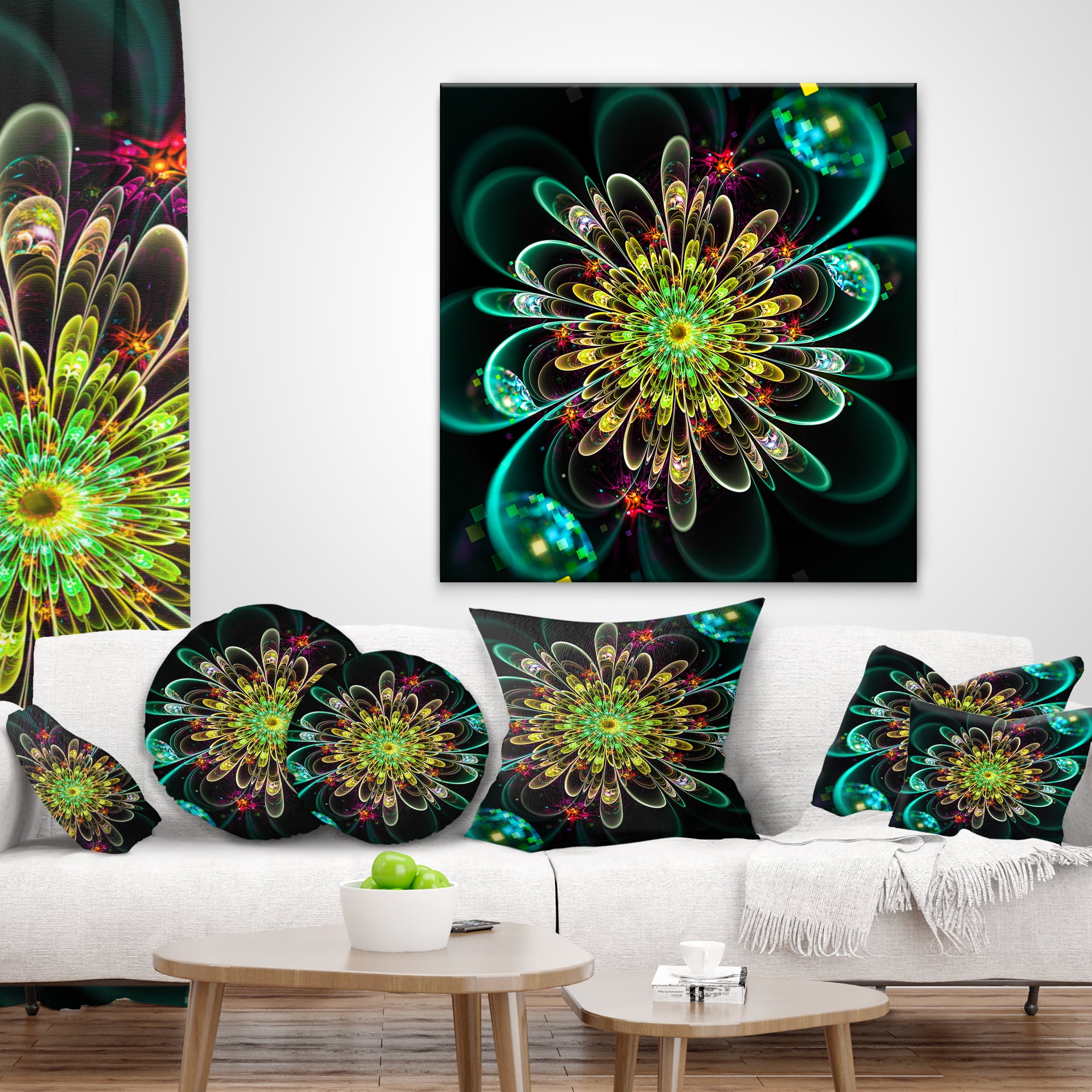 Designart 12" x 20" Green Polyester Throw Pillow