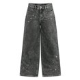 thumbnail image 2 of GiLiling Teen Girls Y2k Baggy Jeans Wide Leg High Waist Elastic Waist Vintage Aesthetic Cargo Denim Pants (Black-A, 8-9 Years), 2 of 6