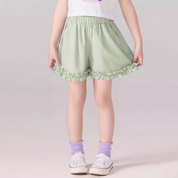 Piuwrlz Summer Short Sweatpants Kids Boy Girls Shorts Solid Color Elasticity Short Pants Green Size 7 Years