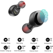 TOZO T6 Wireless Earbuds Bluetooth Headphones, 50H, AI Chat/Translation/Clear Mics, Stereo Bass, Wireless Charging, App-32EQ, IPX8 Waterproof Earphones, Black