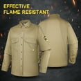 thumbnail image 2 of PTAHDUS 7.5oz Men's Flame Resistant Button Down Shirt, Men Lightweight Twill FR Work Shirt Ideal for Welding and Oil Worker (Khaki, 4X-Large), 2 of 6