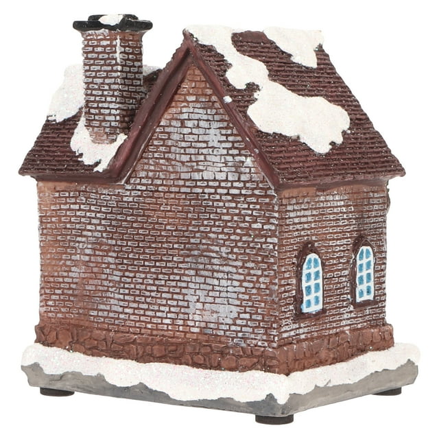 Christmas Village Houses, Resin Christmas Snow Scene Village House With LED Lights, Battery Operated Light Up Scene Christmas Decorations Desktop Ornament For Holiday Party Decor