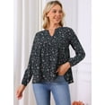 thumbnail image 2 of DARING DIVA Women's Babydoll V Neck Floral Blouse XL Dark Blue, 2 of 6