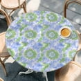 thumbnail image 3 of Blue Teal Table Cloth, Round Fitted Tablecloths with Elastic Edge, Modern Tie Dyeing Contemporary Abstract Art Wipeable Waterproof Table Cover for Kitchen Wedding 36-44 Inches, 3 of 4