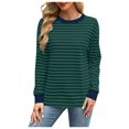thumbnail image 1 of WEAIXIMIUNG Sweat à Fermeture Éclair Femme Sans Capuche Mode Couleur Contrastée Ample Col Rond Rayé Manches Longues Haut Décontracté pour Femme, 1 of 8