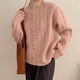 thumbnail image 3 of Suéter de punto con cable retro literario de estilo perezoso de otoño e invierno, cárdigan de punto con botones dorados de estilo suave de estilo coreano de alta gama para mujer, 3 of 5