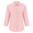 thumbnail image 4 of Women Leisure Shirts Solid Color Lapel 3/4 Sleeve Button Down Thin Comfy Classic Fit Shirt, 4 of 8