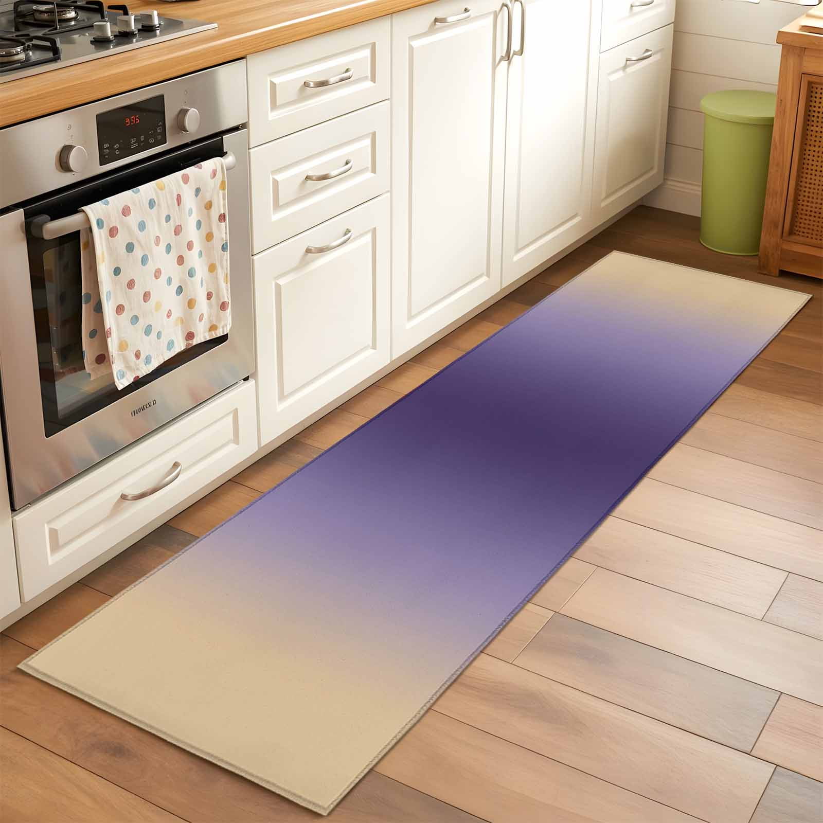 Purple Yellow Ombre 2'x6' Runner Rugs for Hallway Kitchen Bedside Non Slip Washable, Farmhouse Modern Gradient Art Entryway Rug Runners with Rubber Backing, Long Carpet Runner for Laundry Room