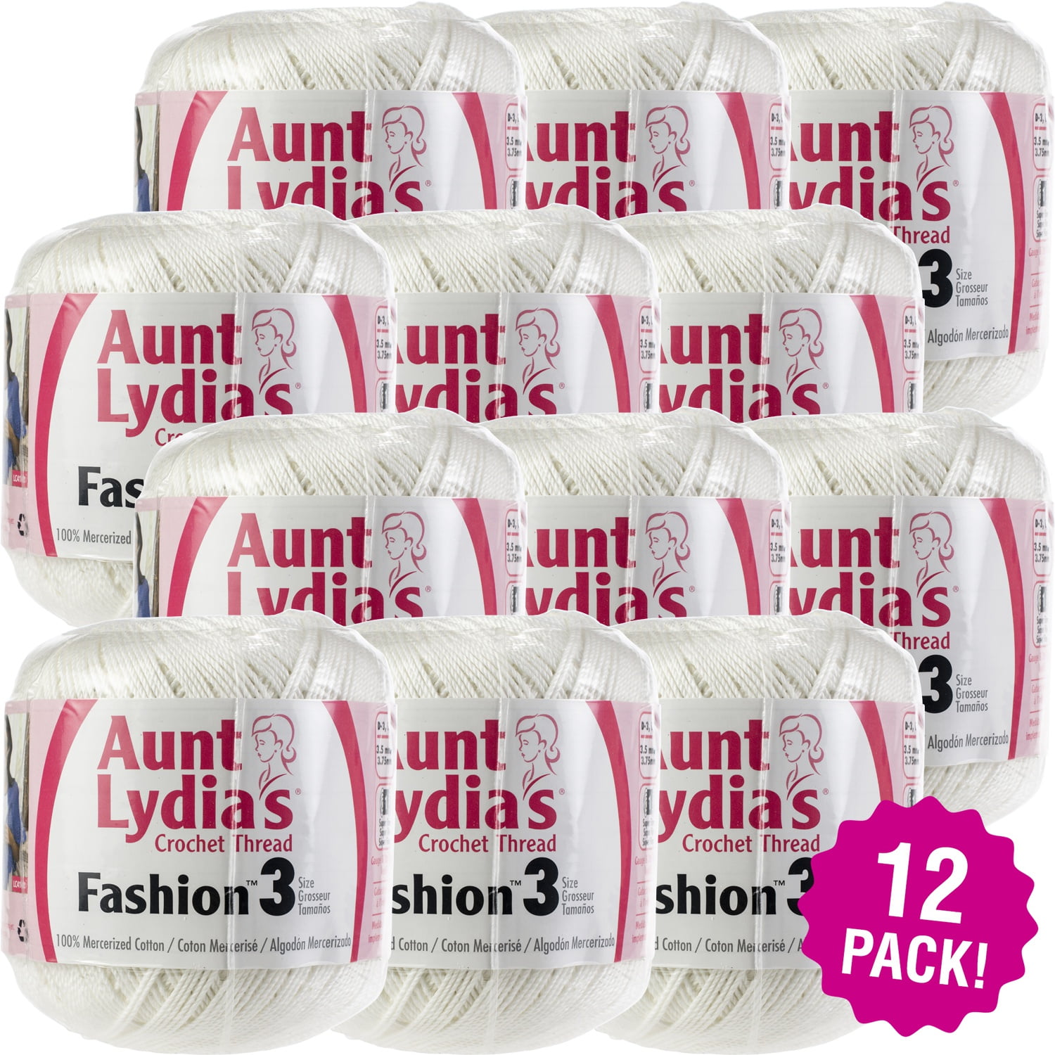 /"Aunt Lydia/'s Fine Crochet Thread Size 20-White Set Of 3/"
