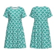 thumbnail image 3 of Bixox Robe d'Été à Manches Courtes pour Femmes Robe Ample Longueur Genou avec Poches-Aigue-Marine Pailletée1, 3 of 7