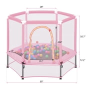 Mini Trampoline for Kids with Safety Enclosure Net, 55 Toddler Trampoline with No-Gap Safe Design, Segmart Recreational Trampolines for Birthday Gifts, Rebounder Trampoline with Ocean Balls