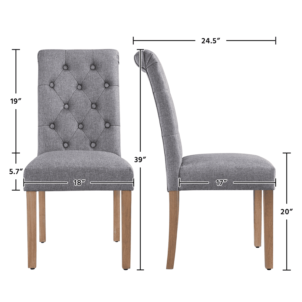 SmileMart 6pcs Padded Parsons Fabric Upholstered Dining Chairs